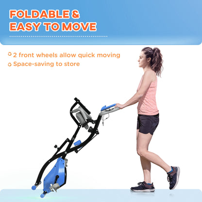 HOMCOM 2-in-1 Folding Exercise Bike with 8-Level Magnetic Resistance, Arm Resistance Band, Pulse Sensor