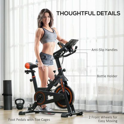 HOMCOM Exercise Bike, 8kg Flywheel Stationary Bike Indoor Cycling Machine with Adjustable Resistance Seat Handlebar