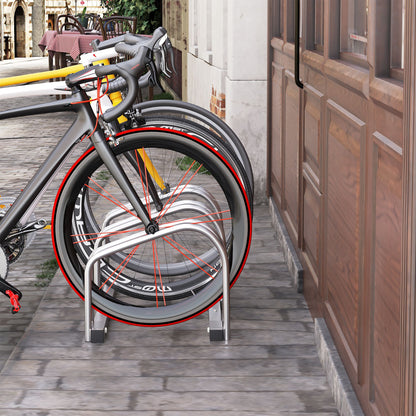 HOMCOM Bike Stand Parking Rack Floor or Wall Mount Bicycle Cycle Storage Locking Stand 76L x 33W x 27H (3 Racks)