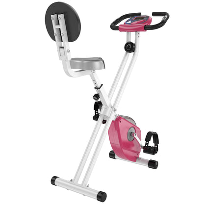 HOMCOM Folding Exercise Bike, Fitness Bicycle Indoor Trainer, 8-Level Magnetic Resistance Adjustable, with LCD Monitor, Pulse Sensor